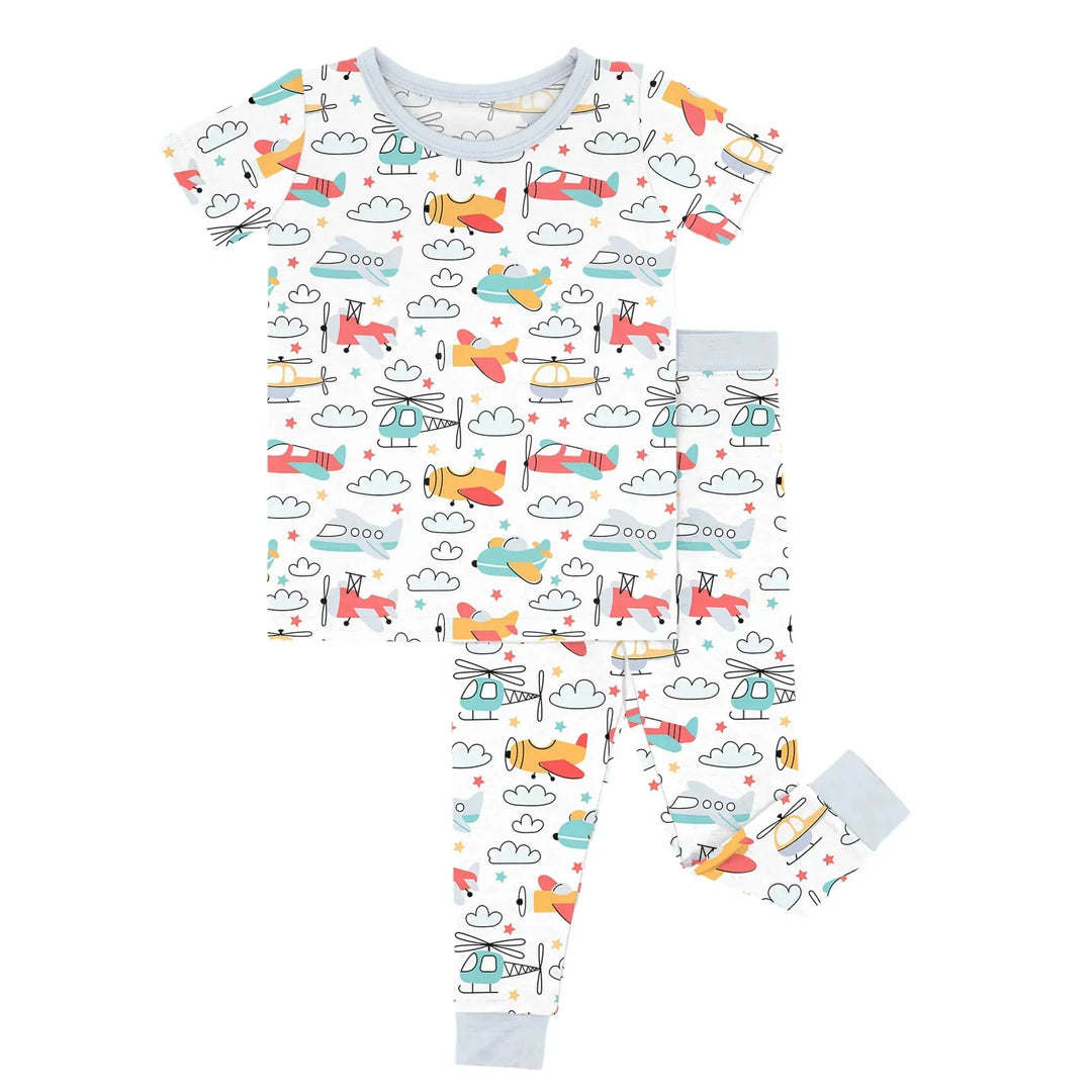 Airplanes And Helicopters Two Piece Short Sleeve Pajama Set , Airplanes And Helicopters Two Piece Short Sleeve Pajama Set - Newborn