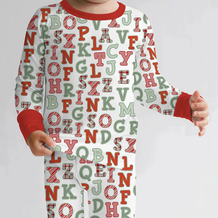 Alphabet Of Christmas Two Piece Long Sleeve Pajama Set , Alphabet Of Christmas Two Piece Long Sleeve Pajama Set - 12-18M