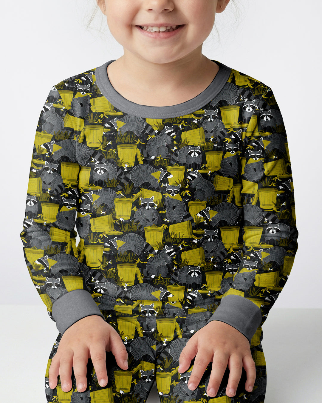 Raccoons With Garbage Cans Bamboo Two Piece Long Sleeve Pajama Set