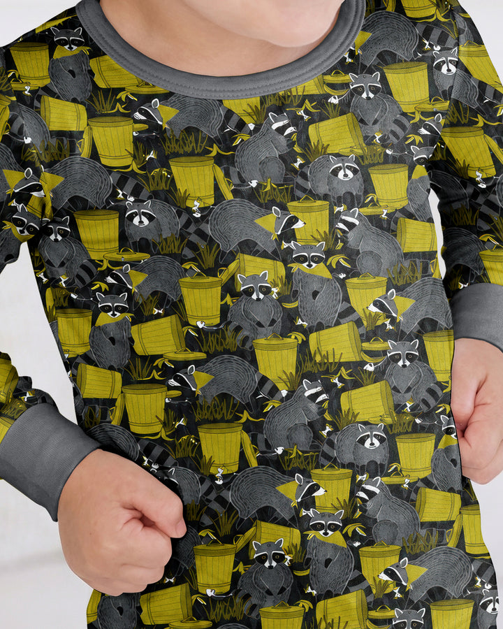 Raccoons With Garbage Cans Bamboo Two Piece Long Sleeve Pajama Set