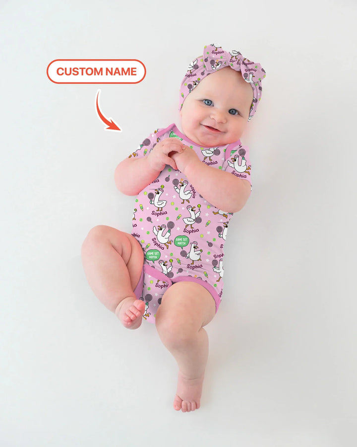 Silly Goose Playing Tennis Bamboo Bodysuit