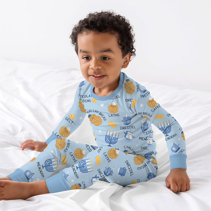Family Hanukkah Matching Bamboo Two Piece Long Sleeve Pajama Set