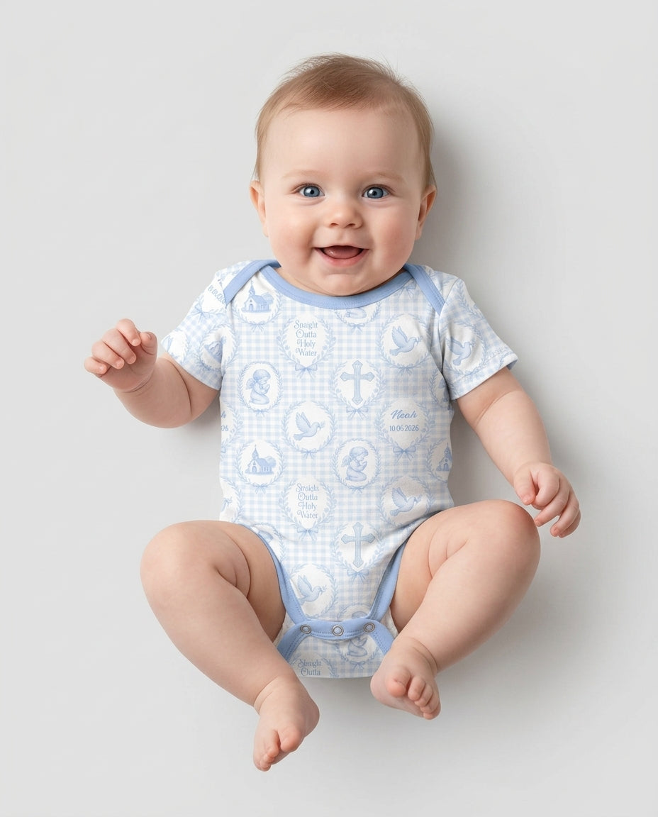 Custom Name Baptism Straight Outta Holy Water Bamboo Bodysuit