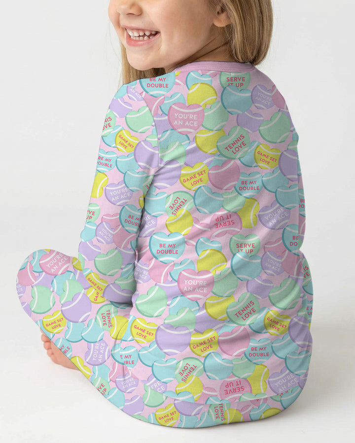 Tennis Candy Family Matching Bamboo Two Piece Long Sleeve Pajama Set