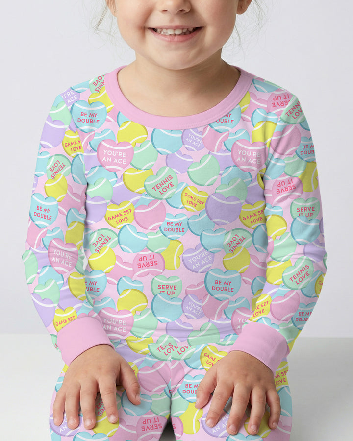 Tennis Candy Family Matching Bamboo Two Piece Long Sleeve Pajama Set