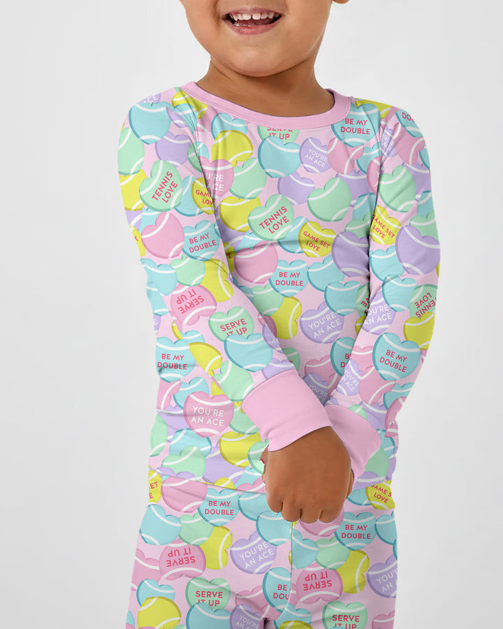 Tennis Candy Family Matching Bamboo Two Piece Long Sleeve Pajama Set