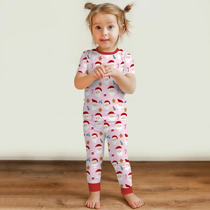 Christmas Sweet Santa Bamboo Two Piece Short Sleeve Pajama Set