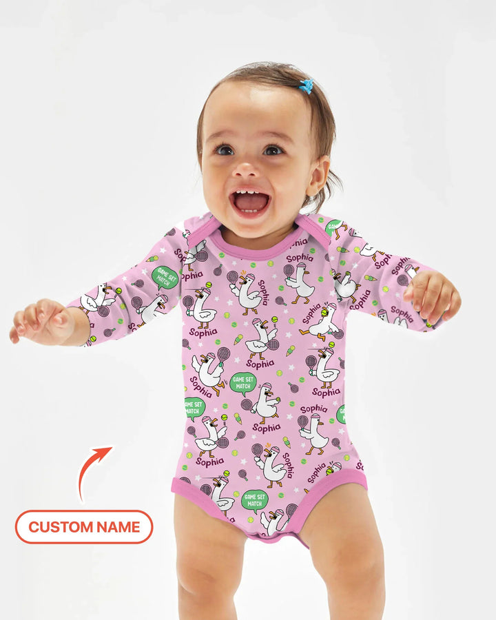 Silly Goose Playing Tennis Bamboo Bodysuit