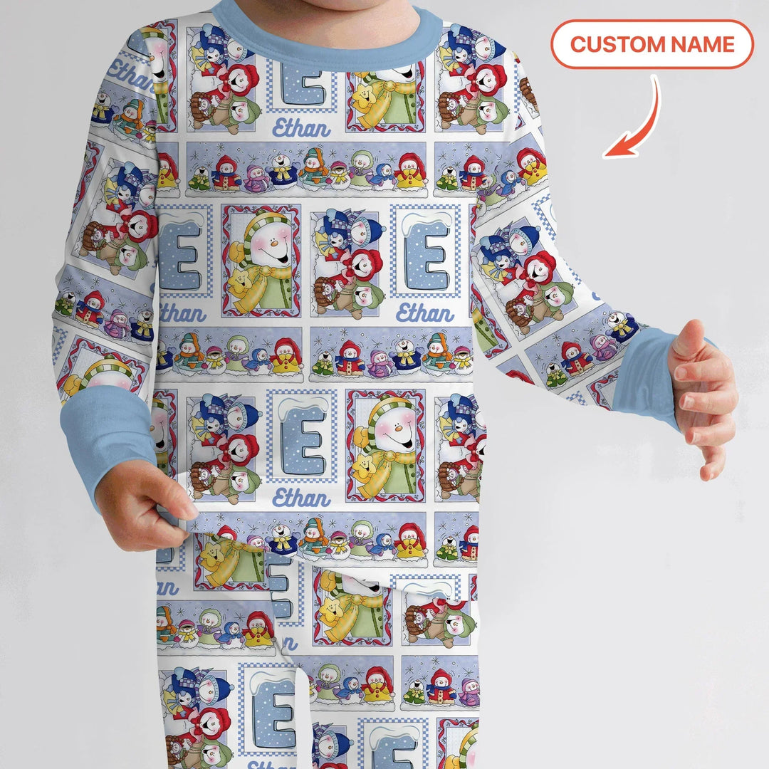 Frosty Friends Custom Name Bamboo Two Piece Long Sleeve Pajama Set