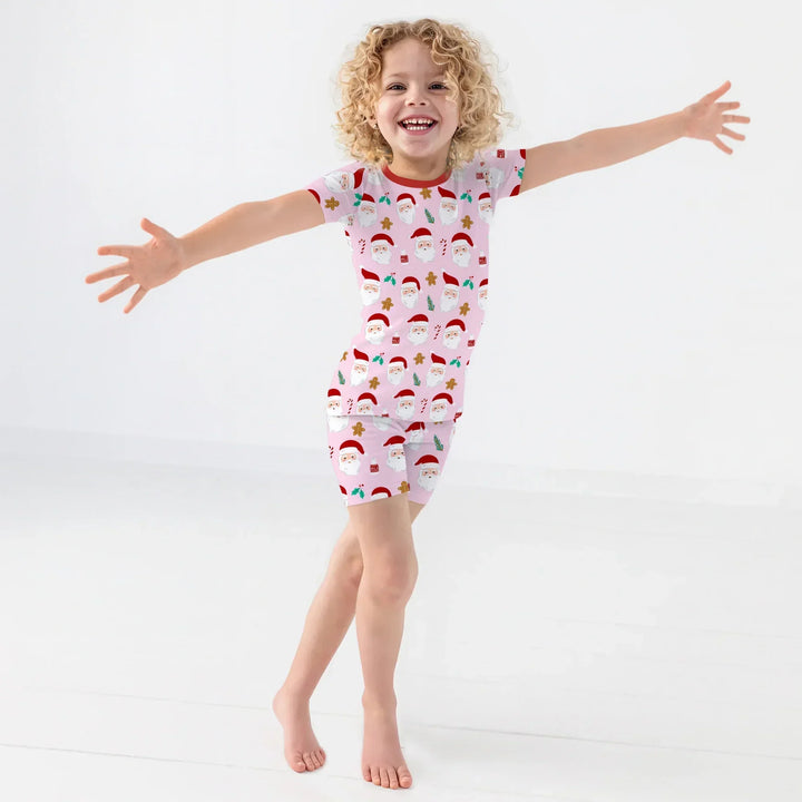 Christmas Sweet Santa Bamboo Two Piece Short Sleeve Shorts Pajama Set