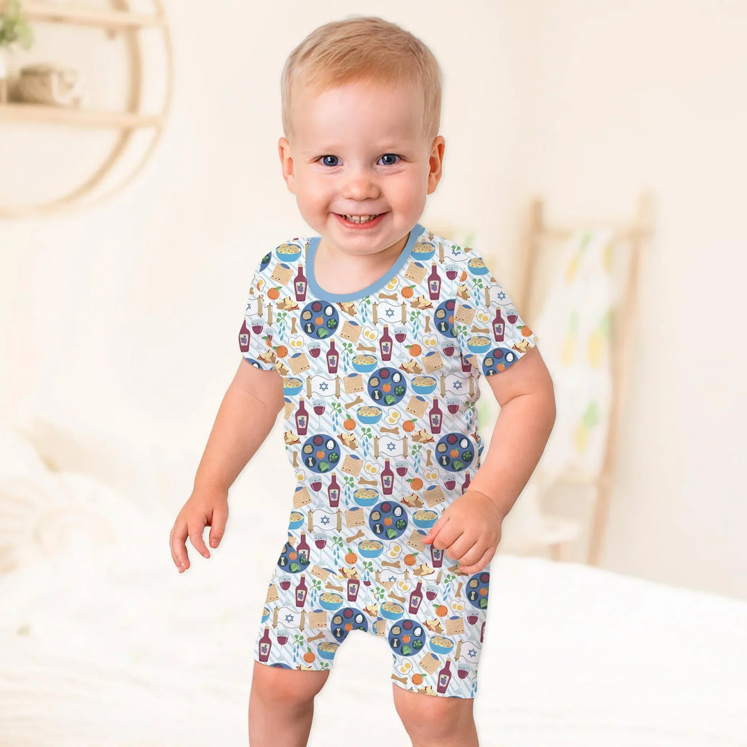 Passover Meal Bamboo Two Piece Short Sleeve Shorts Pajama Set