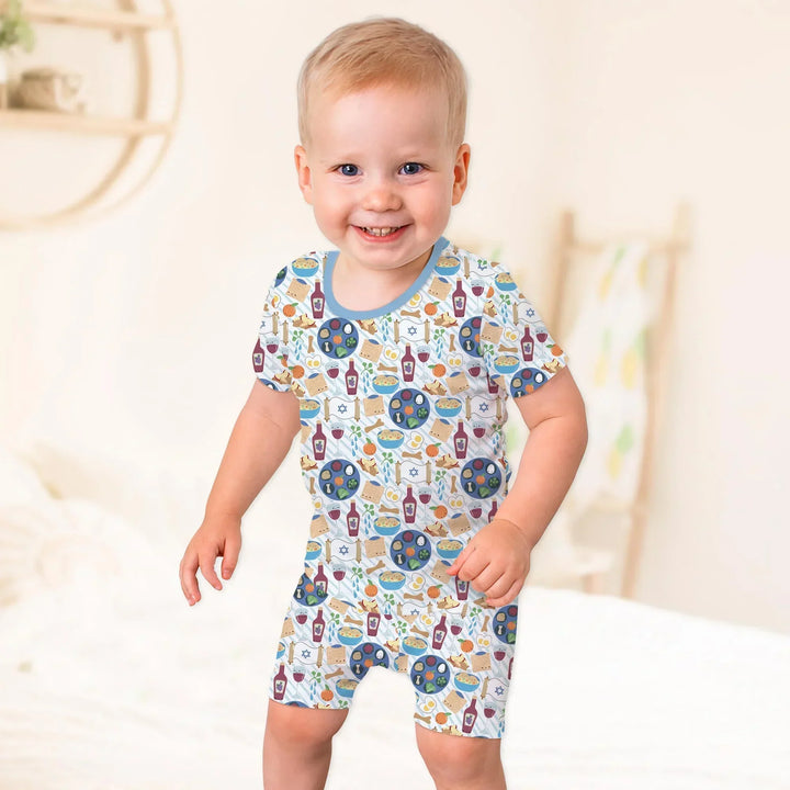 Passover Meal Bamboo Two Piece Short Sleeve Shorts Pajama Set