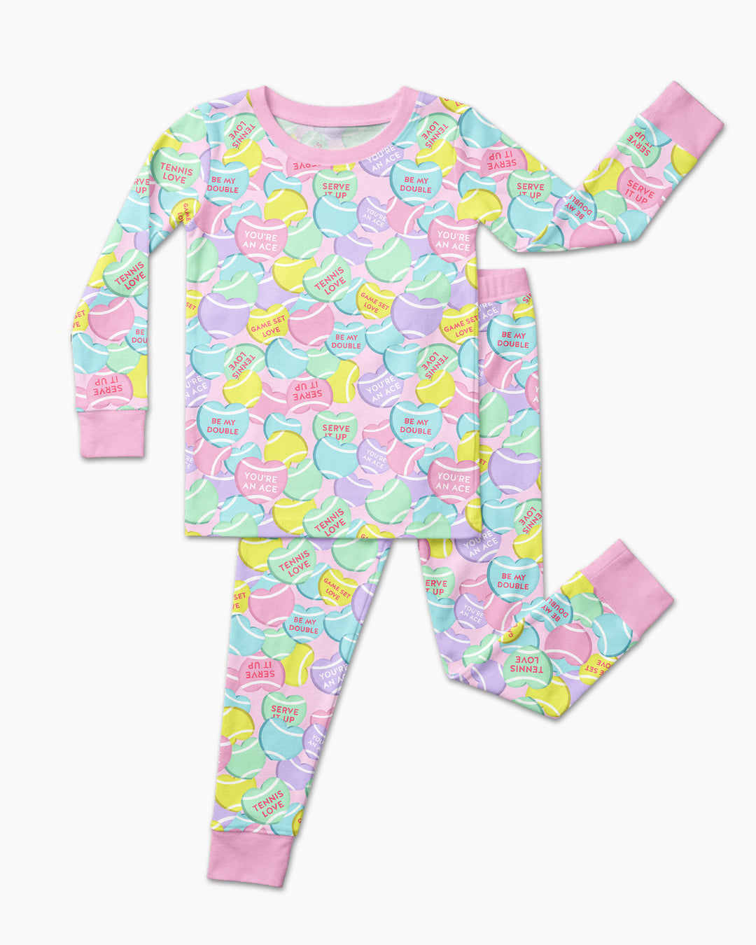 Tennis Candy Family Matching Bamboo Two Piece Long Sleeve Pajama Set