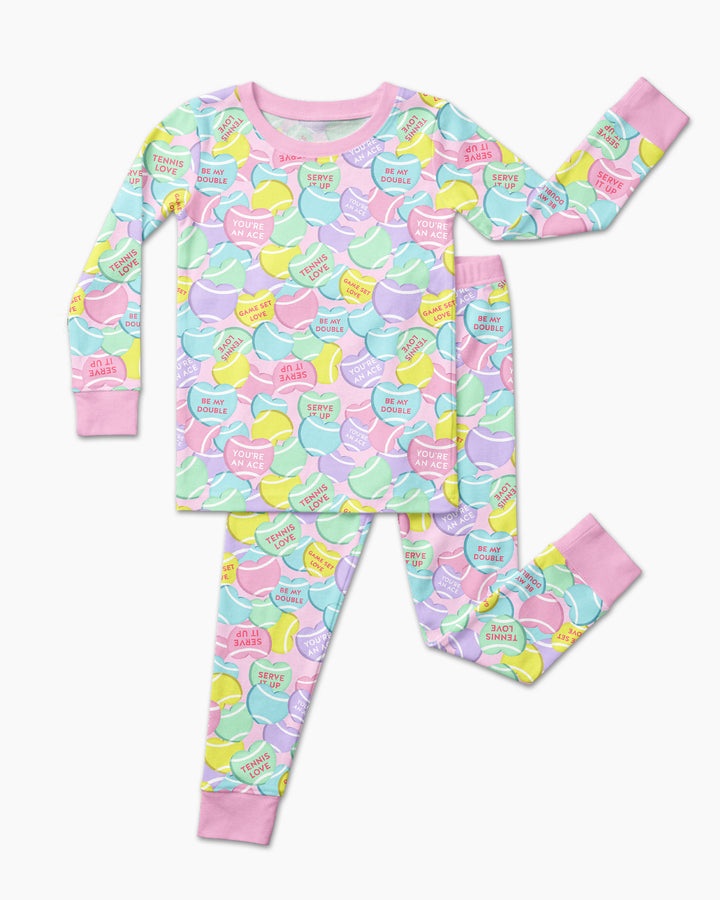Tennis Candy Family Matching Bamboo Two Piece Long Sleeve Pajama Set