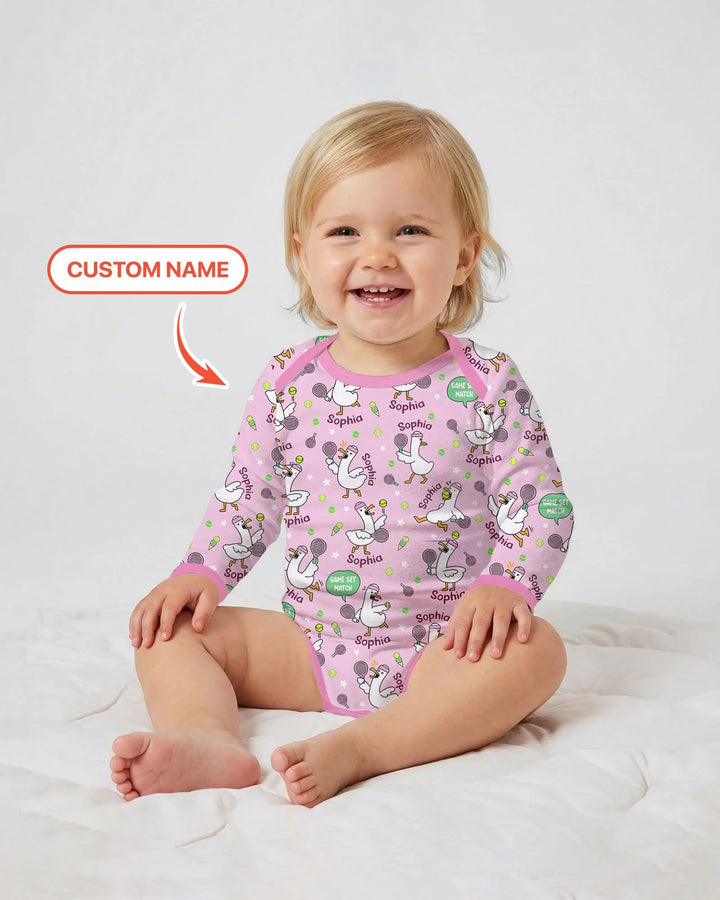 Silly Goose Playing Tennis Bamboo Bodysuit