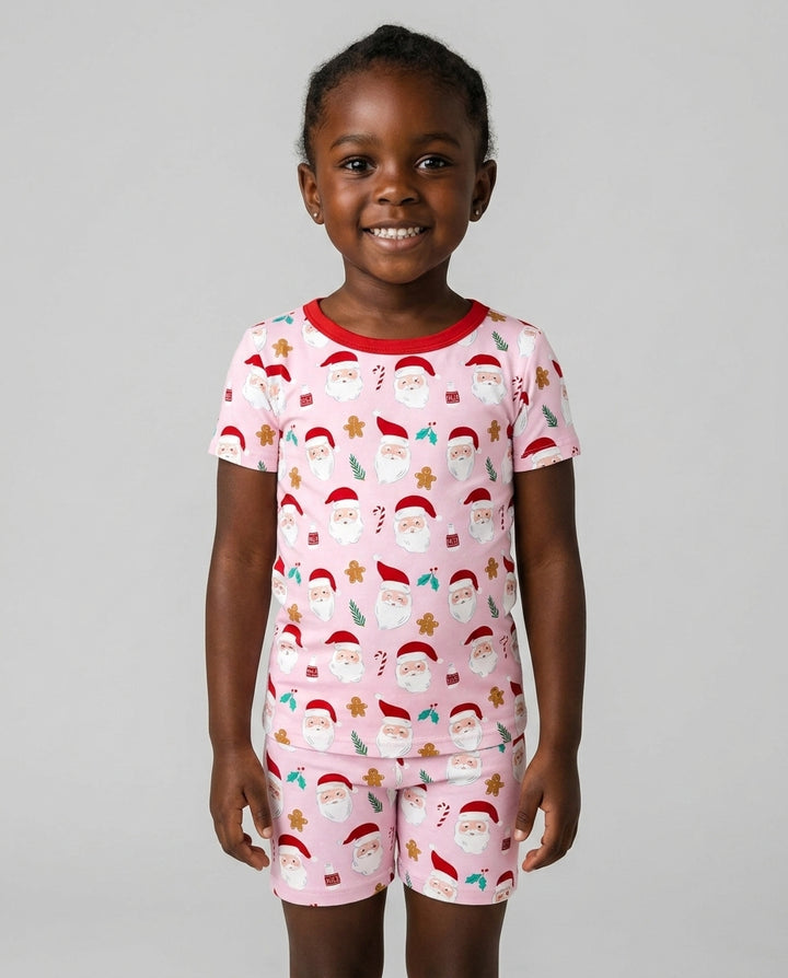 Christmas Sweet Santa Bamboo Two Piece Short Sleeve Shorts Pajama Set