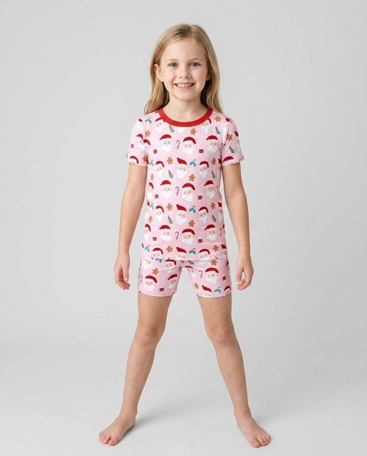Christmas Sweet Santa Bamboo Two Piece Short Sleeve Shorts Pajama Set