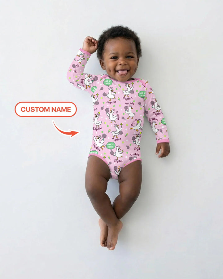 Silly Goose Playing Tennis Bamboo Bodysuit