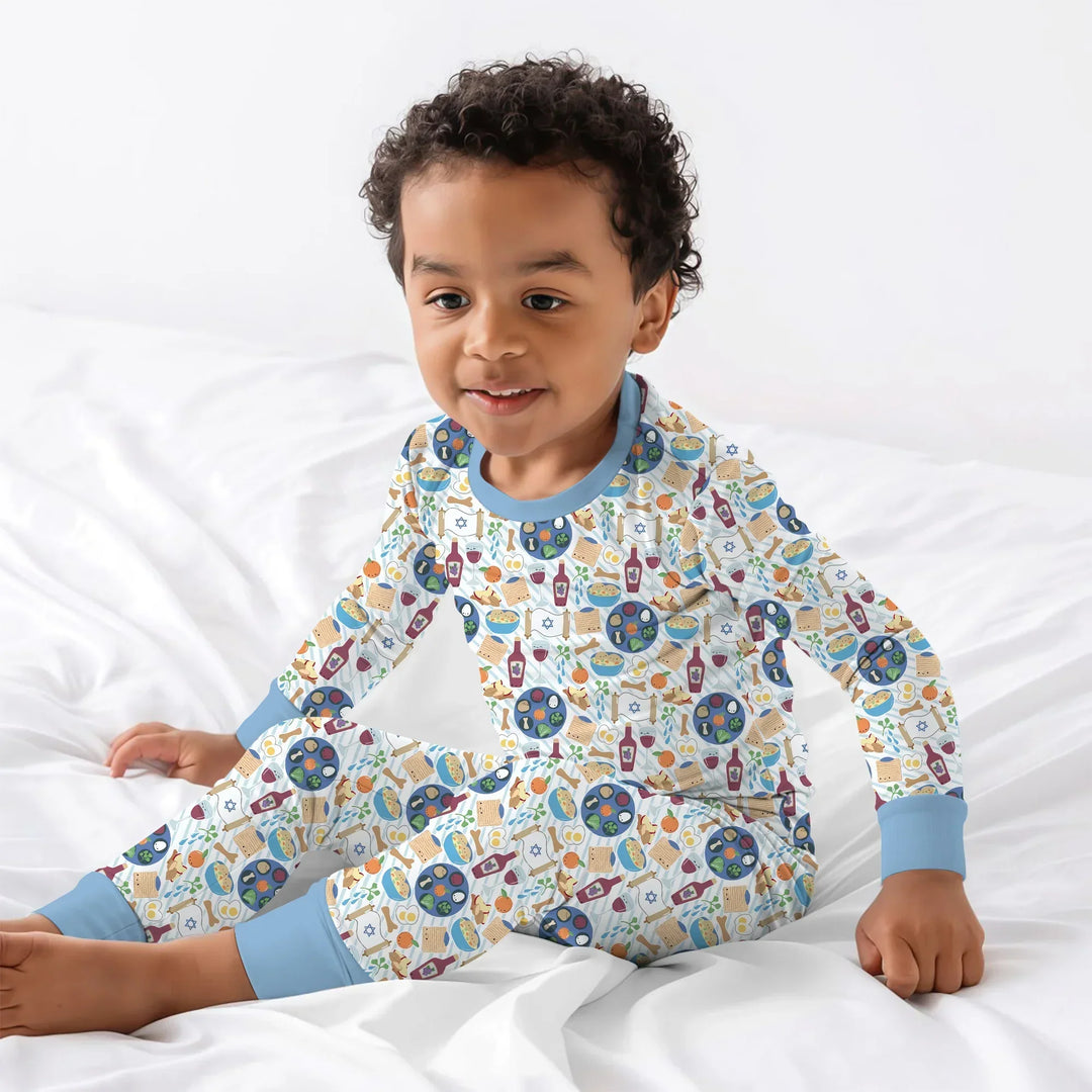 Passover Meal Bamboo Two Piece Long Sleeve Pajama Set