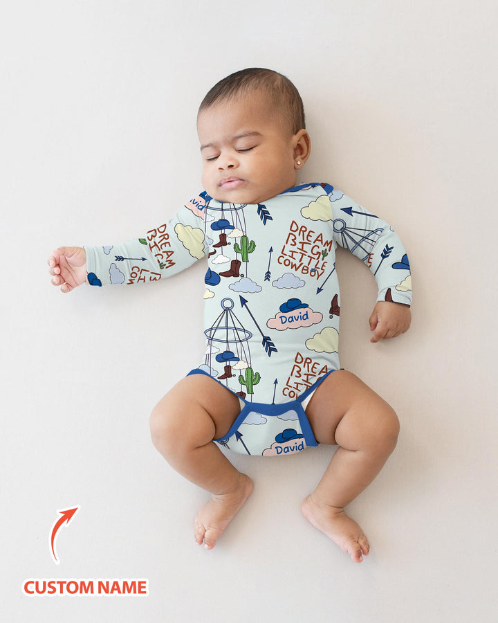 Litlle Cowboy Sis Bro Matching Bamboo Bodysuit