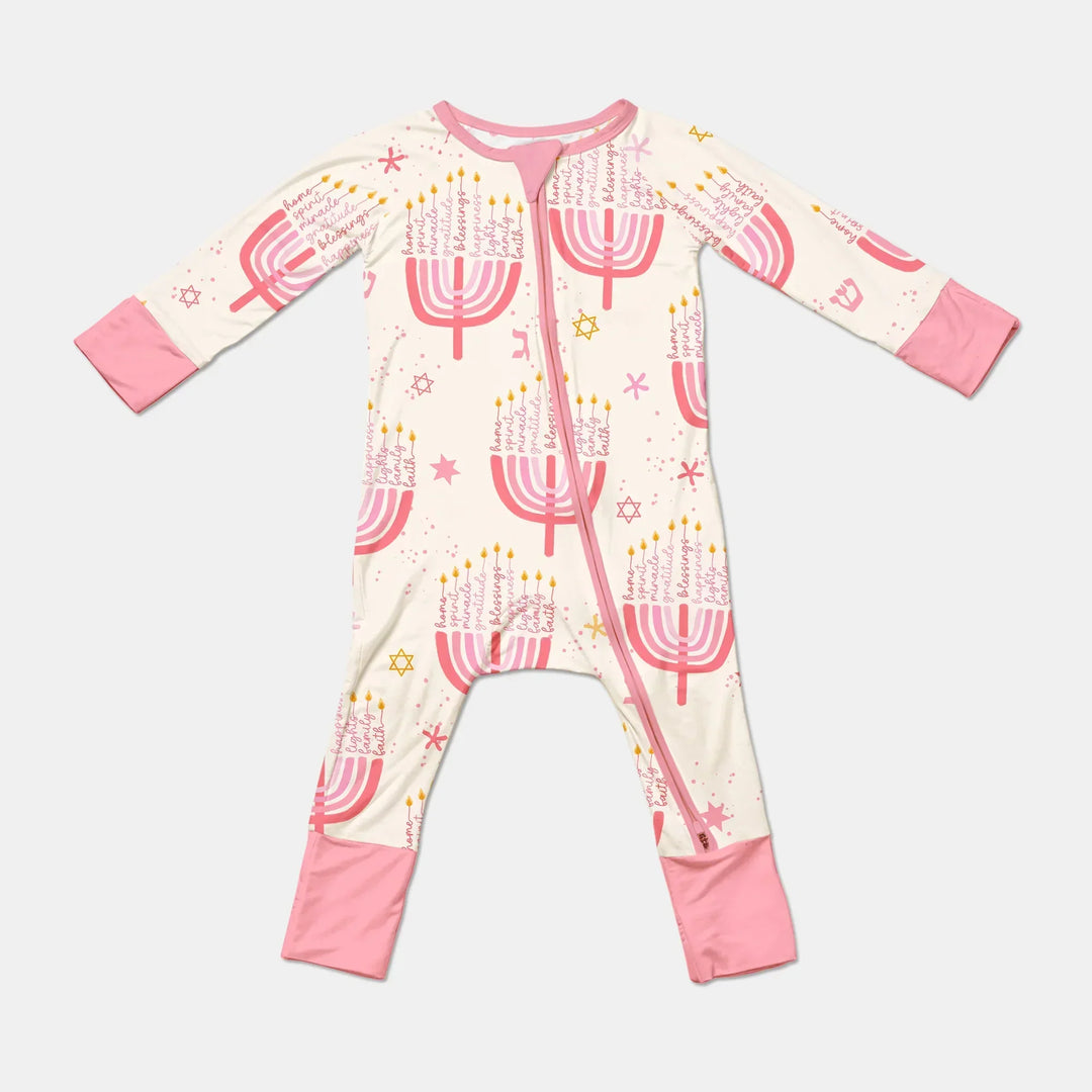 Hannukkah Menorah Family Matching Convertible Zippy , Hannukkah Menorah Family Matching Convertible Zippy - 0-3M / Girl