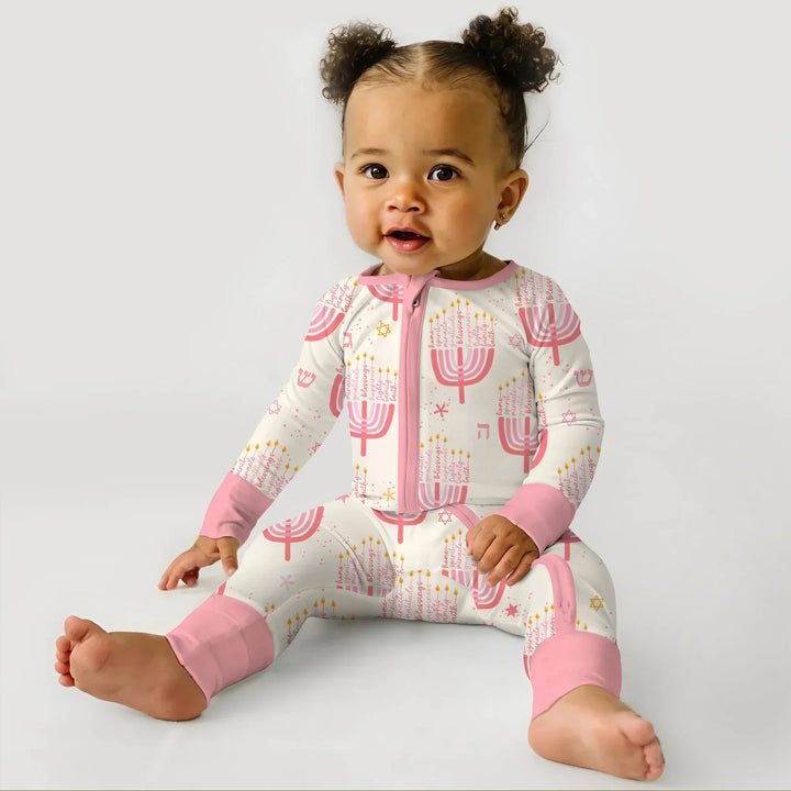 Hannukkah Menorah Family Matching Convertible Zippy , Hannukkah Menorah Family Matching Convertible Zippy - 0-3M / Girl