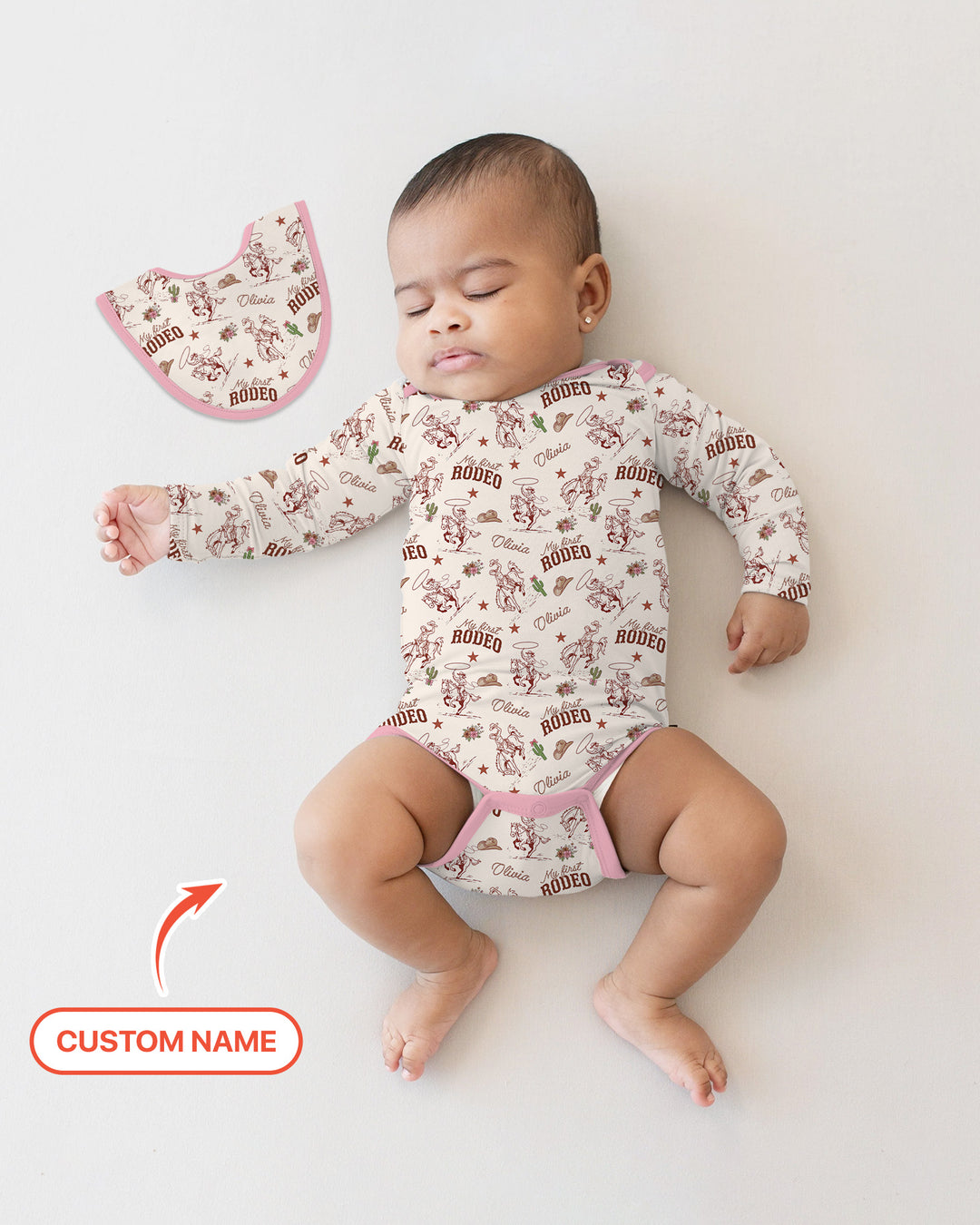 Custom Name First Rodeo Family Matching Bamboo Bodysuit