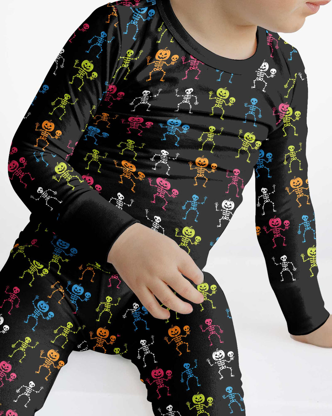 Halloween Dancing Skeleton Bamboo Two Piece Long Sleeve Pajama Set