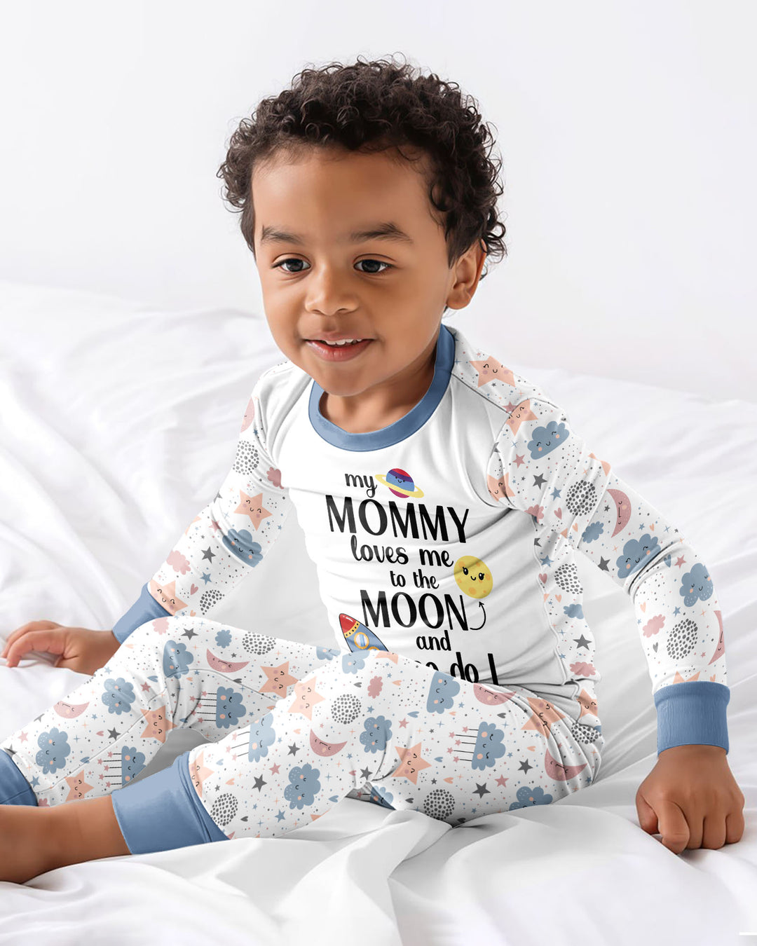 My Mommy Loves Me To The Moon And So Do I Bamboo Two Piece Long Sleeve Pajama Set
