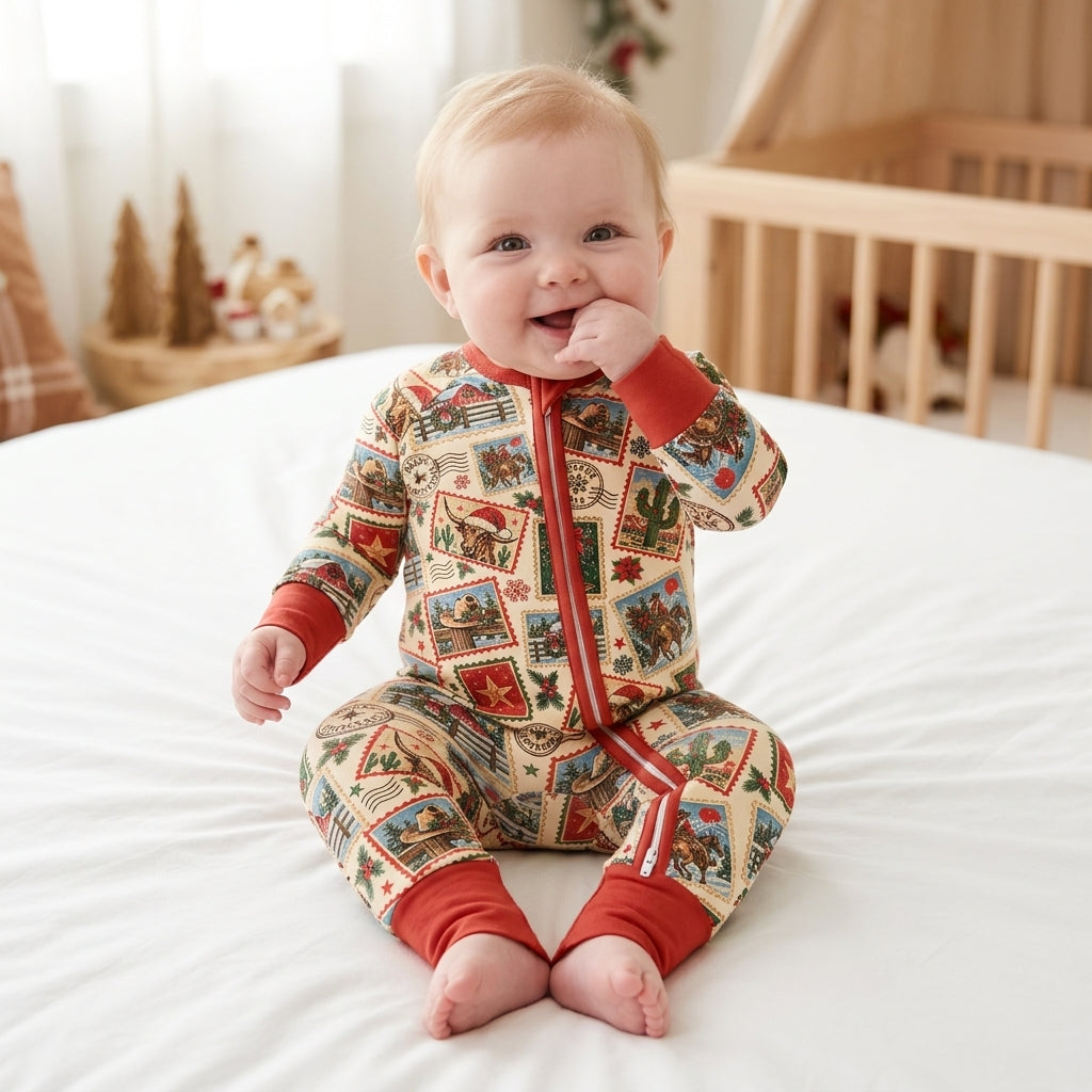 Western Christmas Stamps Bamboo Convertible Zippy
