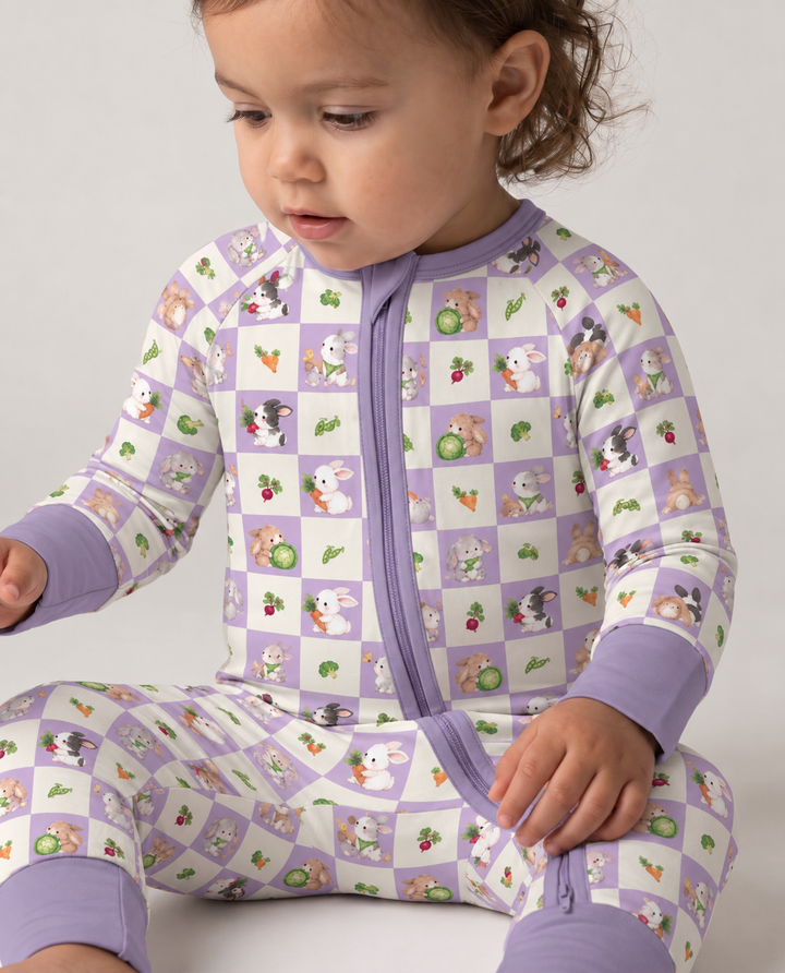 Bunny Lavender Garden Checkerboard Bamboo Convertible Zippy