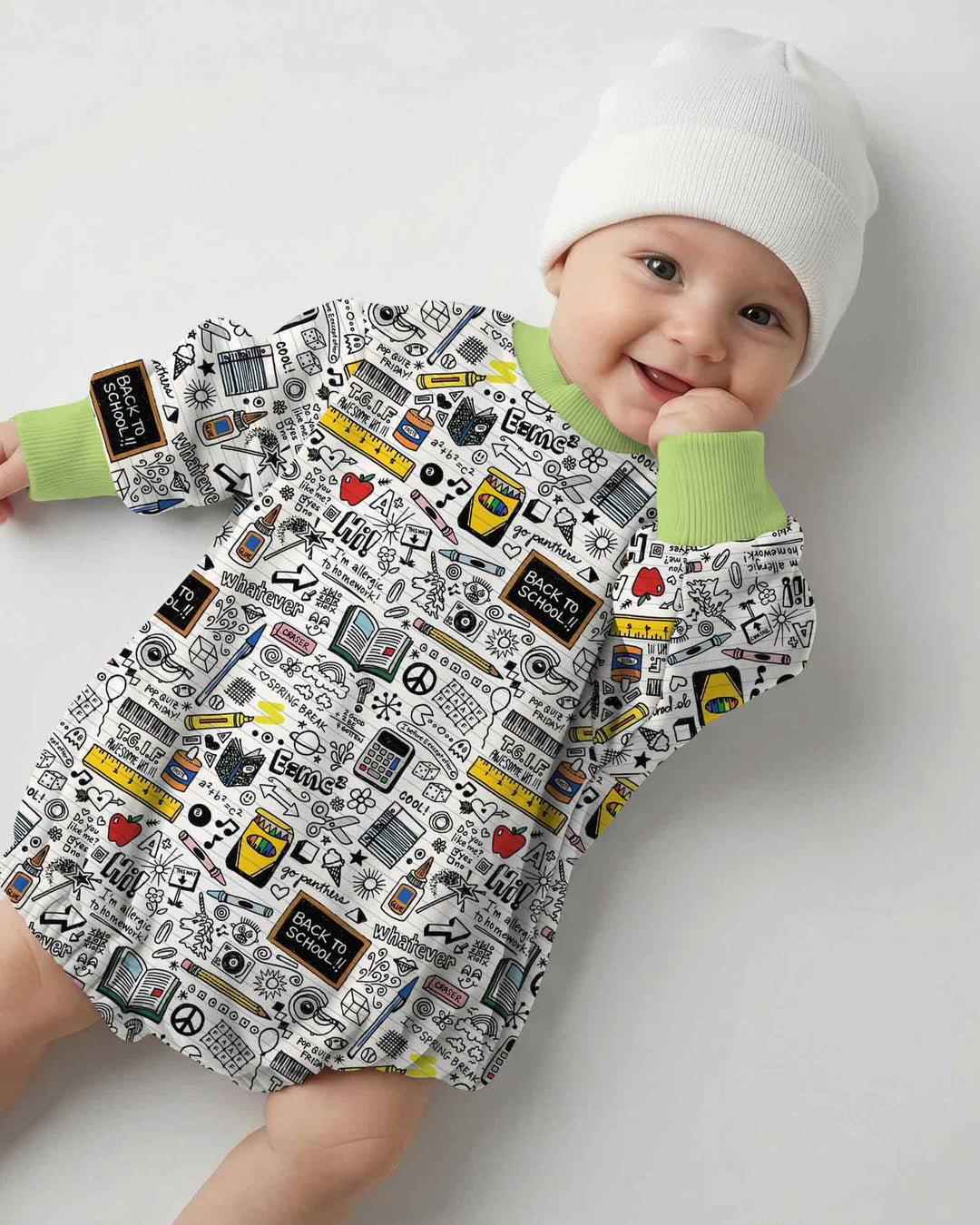 School Days Doodles Bamboo Bubble Romper