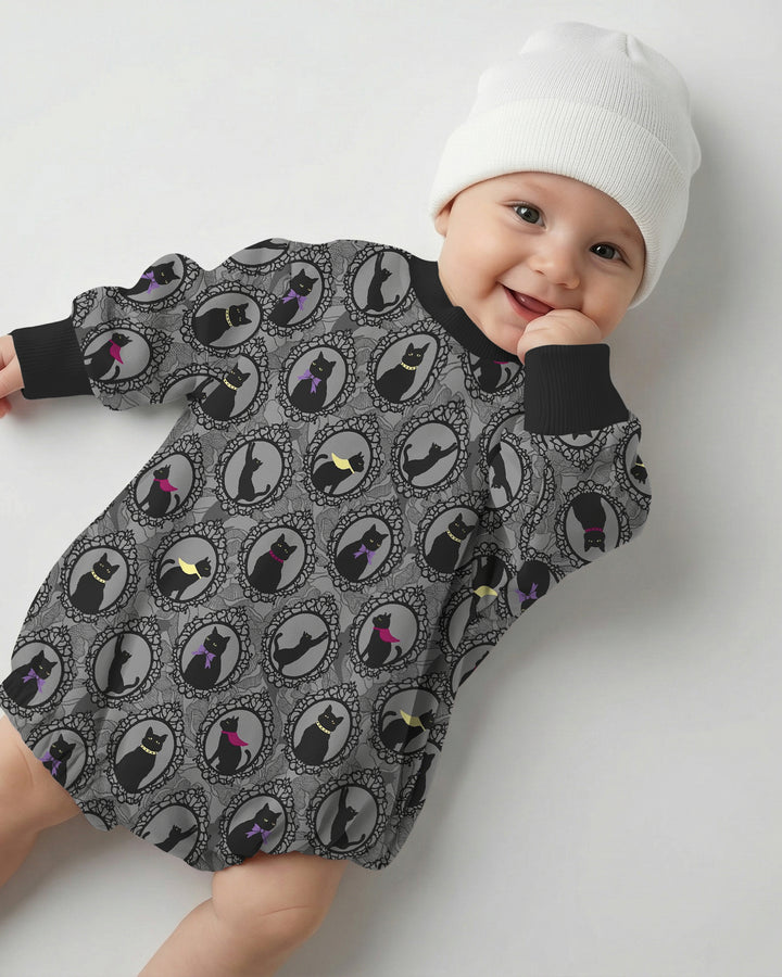 Midnight Cat Parade Bamboo Bubble Romper