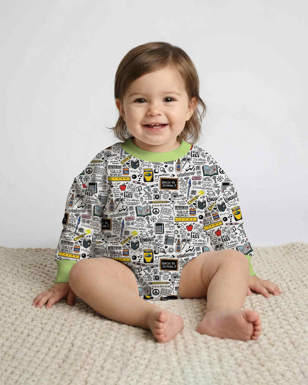 School Days Doodles Bamboo Bubble Romper