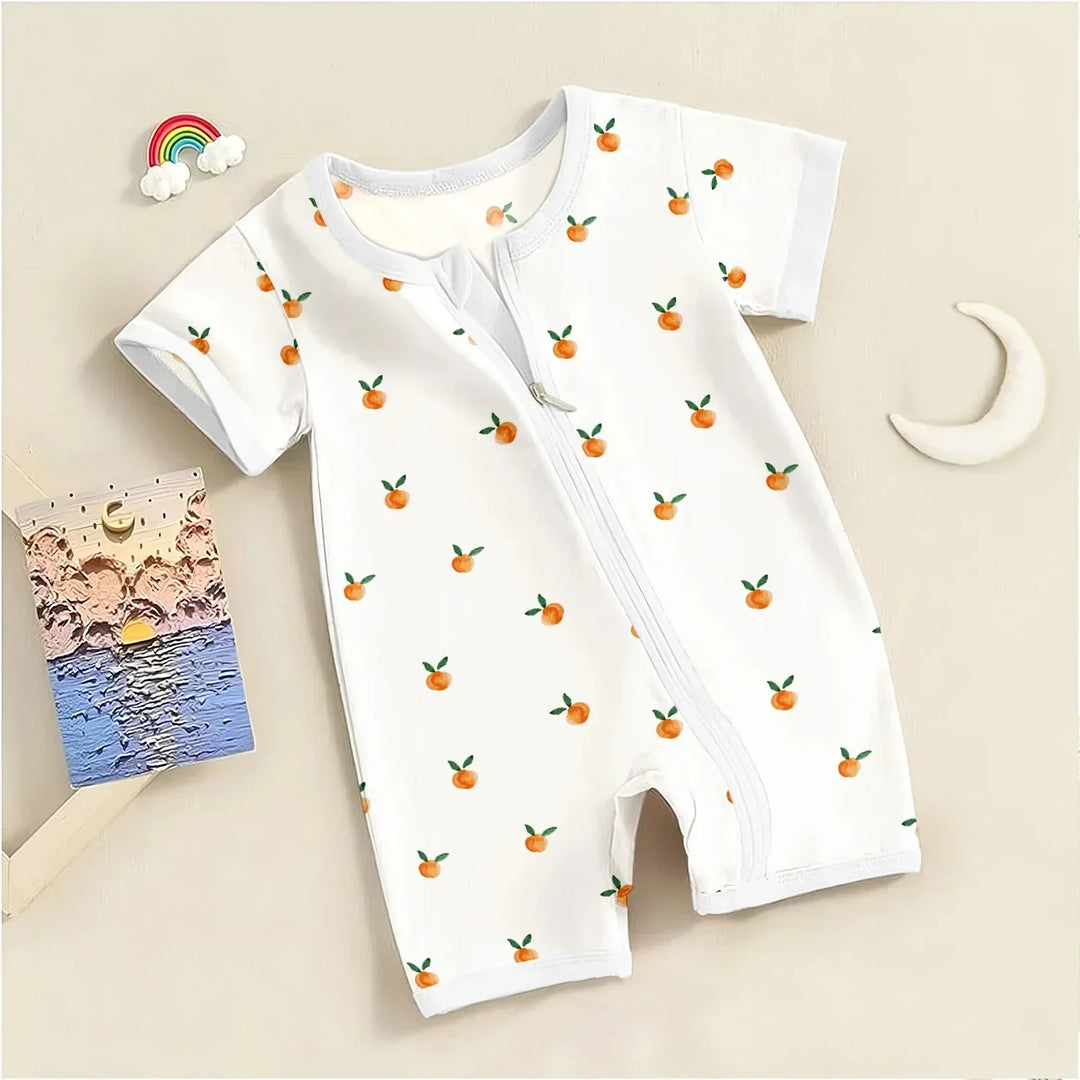 Bamboo Orange Fruit Shorty Zippy , Bamboo Orange Fruit Shorty Zippy - 0-3M
