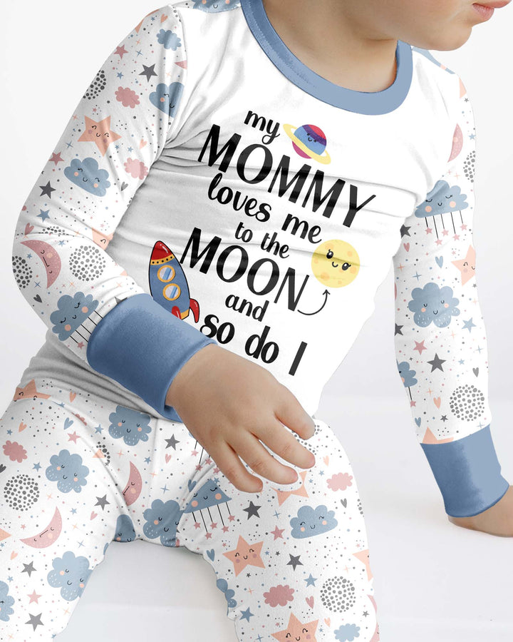 My Mommy Loves Me To The Moon And So Do I Bamboo Two Piece Long Sleeve Pajama Set