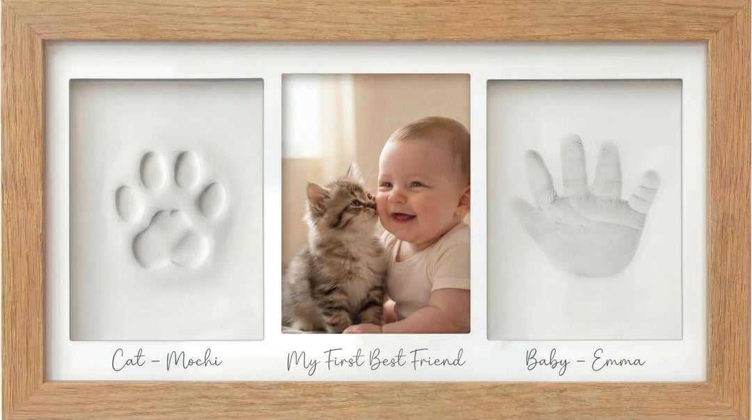 Baby Handprint and Cat Paw Print Frame
