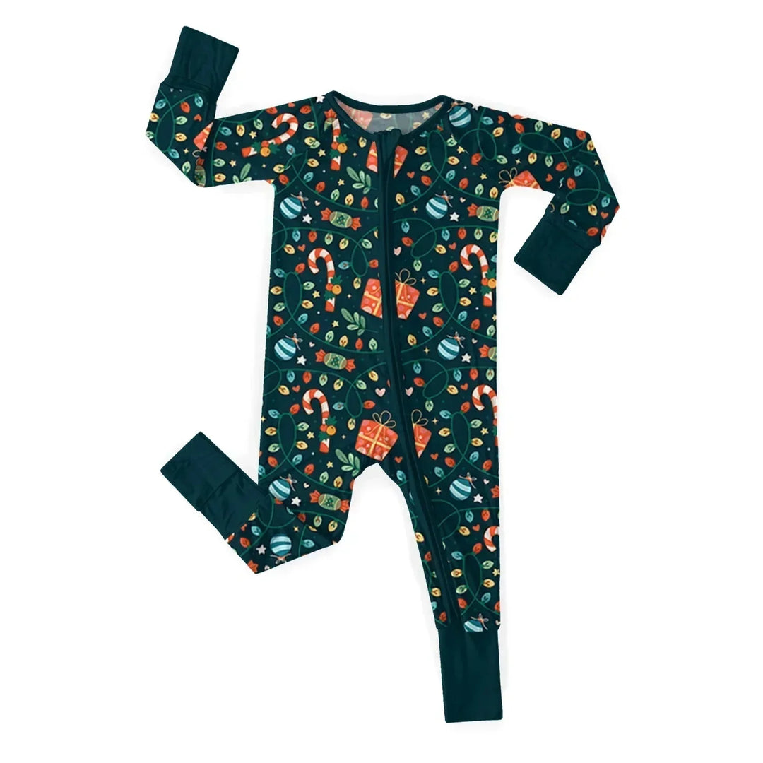 Best-Selling Christmas Convertible Zippered Rompers , Best-Selling Christmas Convertible Zippered Rompers - Christmas Light Flat / Newborn