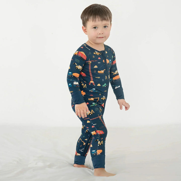 Best-Selling Printed Convertible Zippered Rompers , Best-Selling Printed Convertible Zippered Rompers - Dark Slate Gray Construction / Newborn