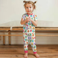 Biblical Alphabet Two Piece Short Sleeve Pajama Set , Biblical Alphabet Two Piece Short Sleeve Pajama Set - 12-18M / Teal