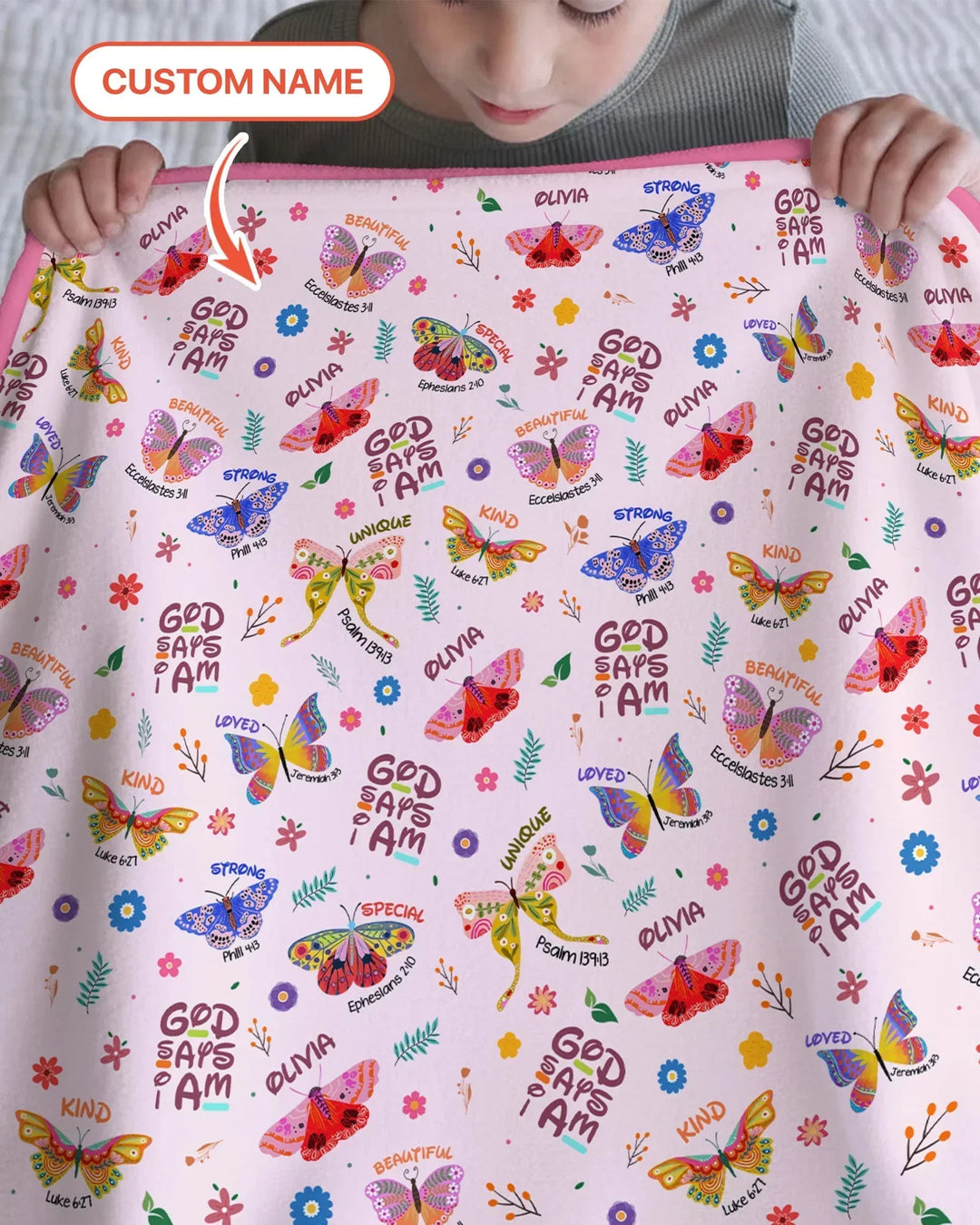 Custom Name God says I am Butterfly Bamboo Blanket