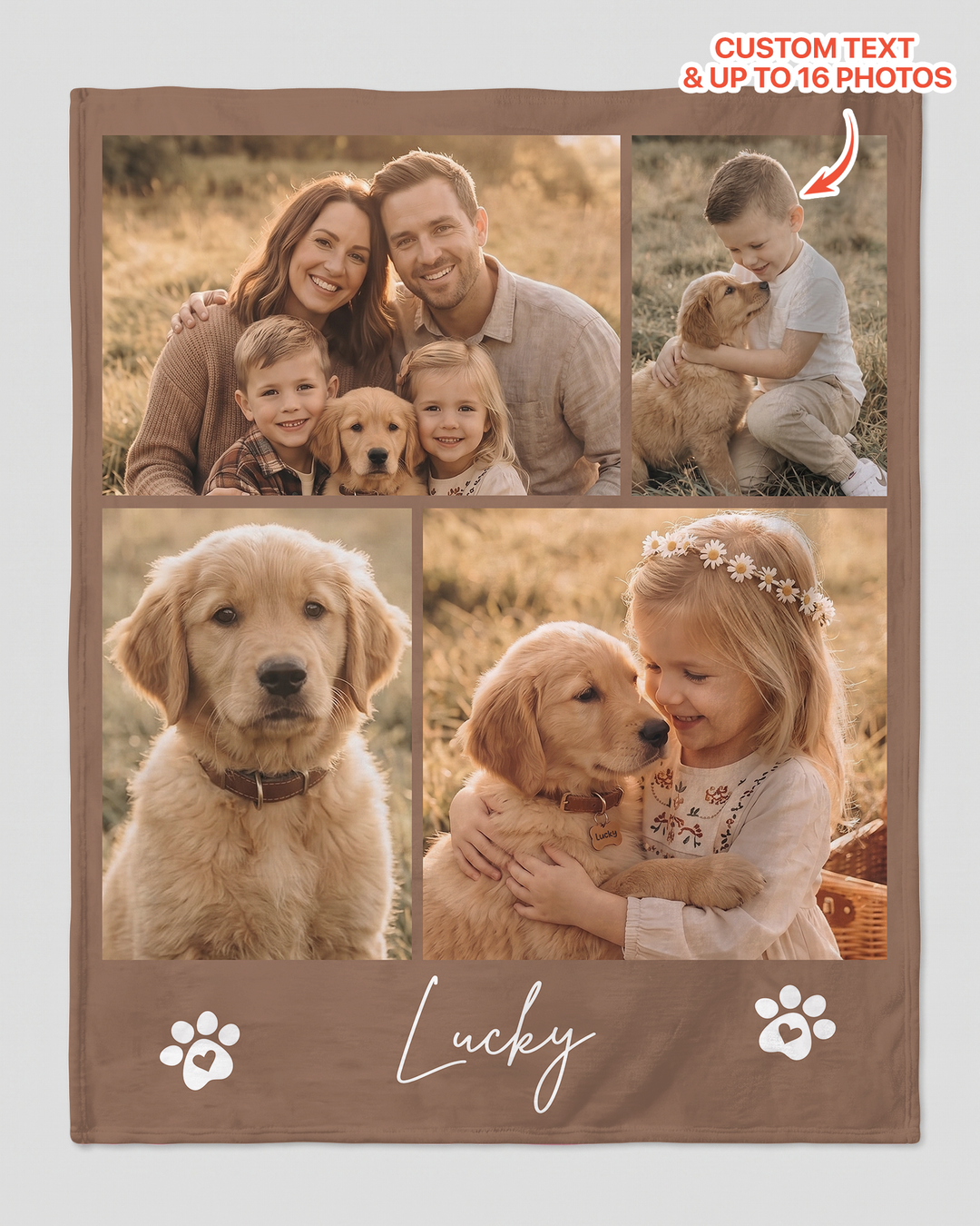 Custom Pet Photo Collage Bamboo Blanket