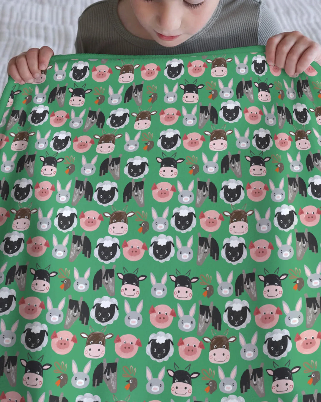 Farm Friends Family Matching Bamboo Blanket