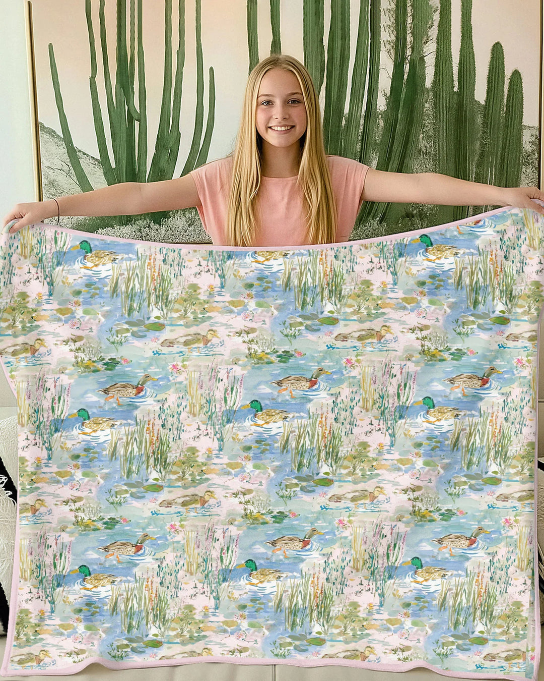 Watercolor Mallard Duck Bamboo Blanket