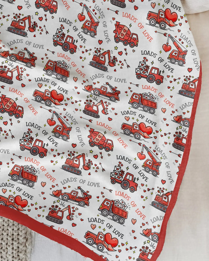 Construction Trucks Loads of Love Bamboo Blanket
