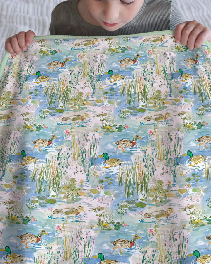 Watercolor Mallard Duck Bamboo Blanket