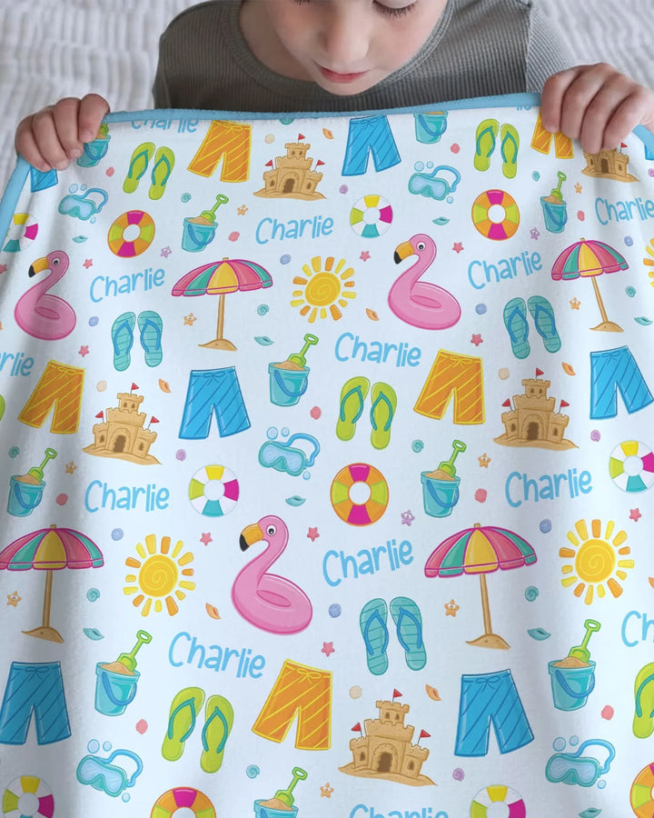 Custom Name Summer is Fun Bamboo Blanket