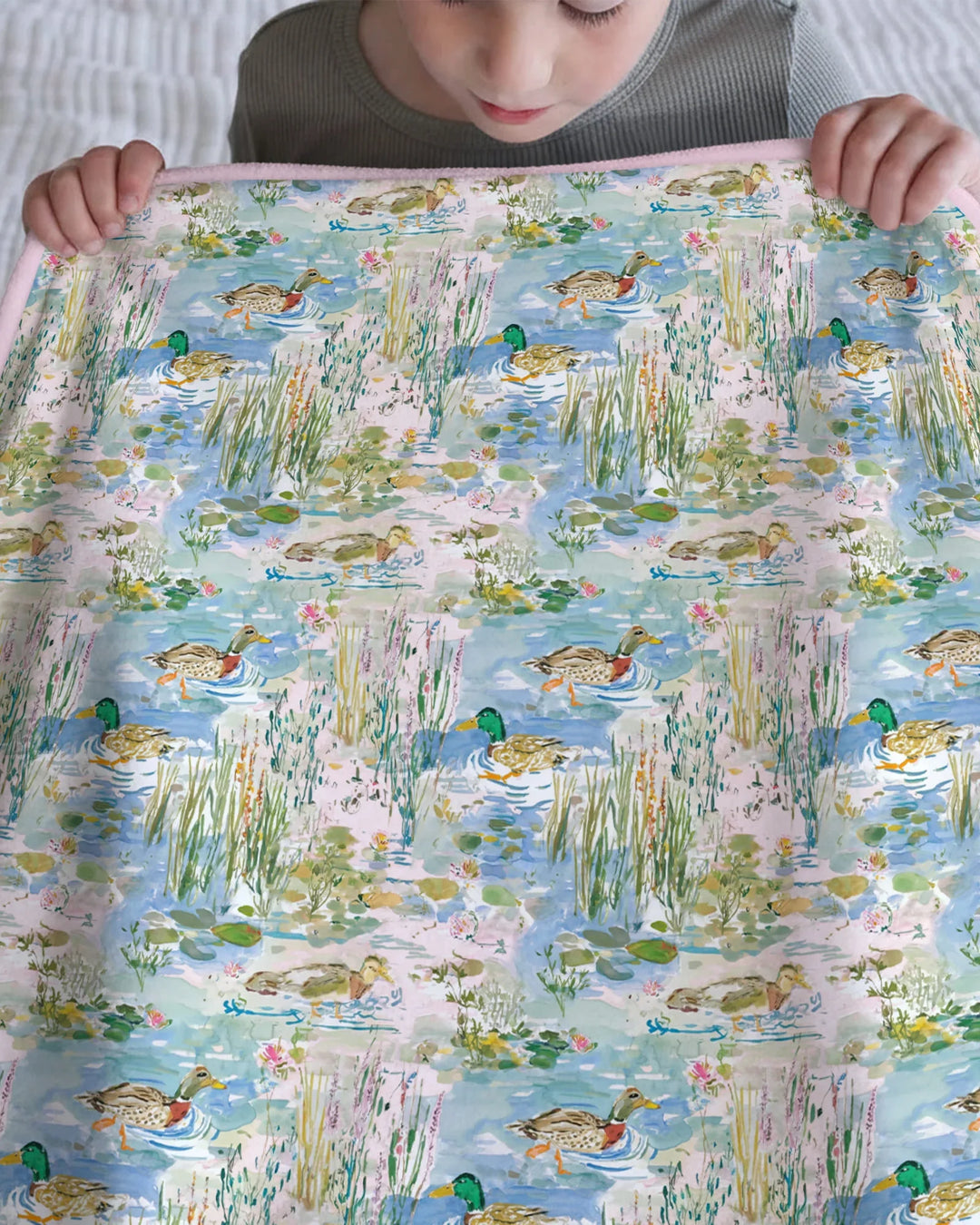 Watercolor Mallard Duck Bamboo Blanket
