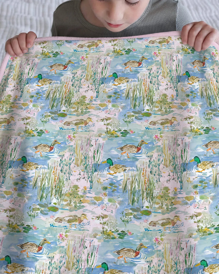 Watercolor Mallard Duck Bamboo Blanket