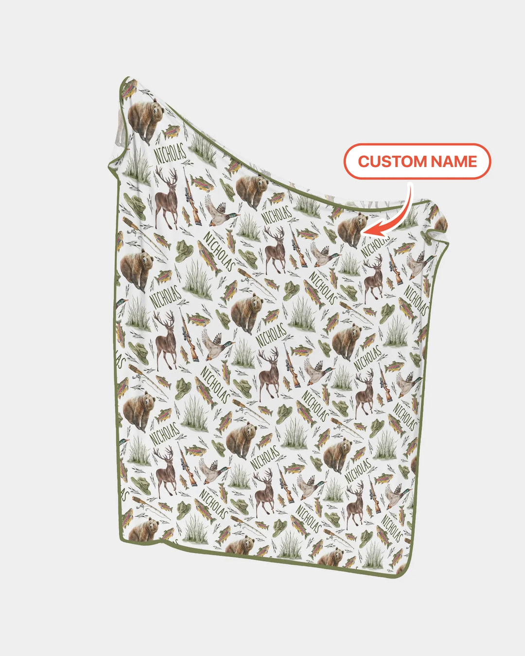 Custom Name Little Hunter Bamboo Blanket